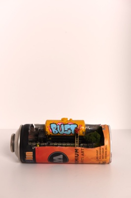 ''Bust'' customised empty spray can by Bust